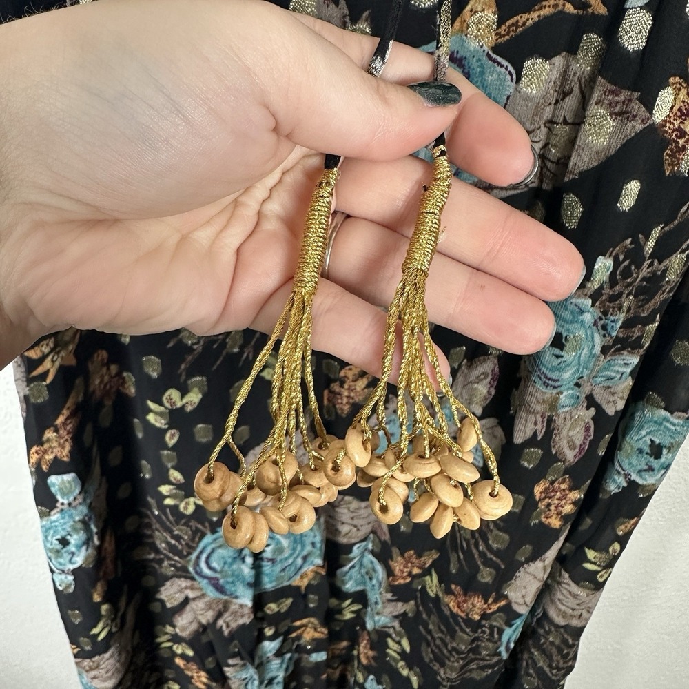 Natural Life The Alice Floral Metallic Maxi Dress Womens‎ XS Sleeveless Tiered - Picture 7 of 10